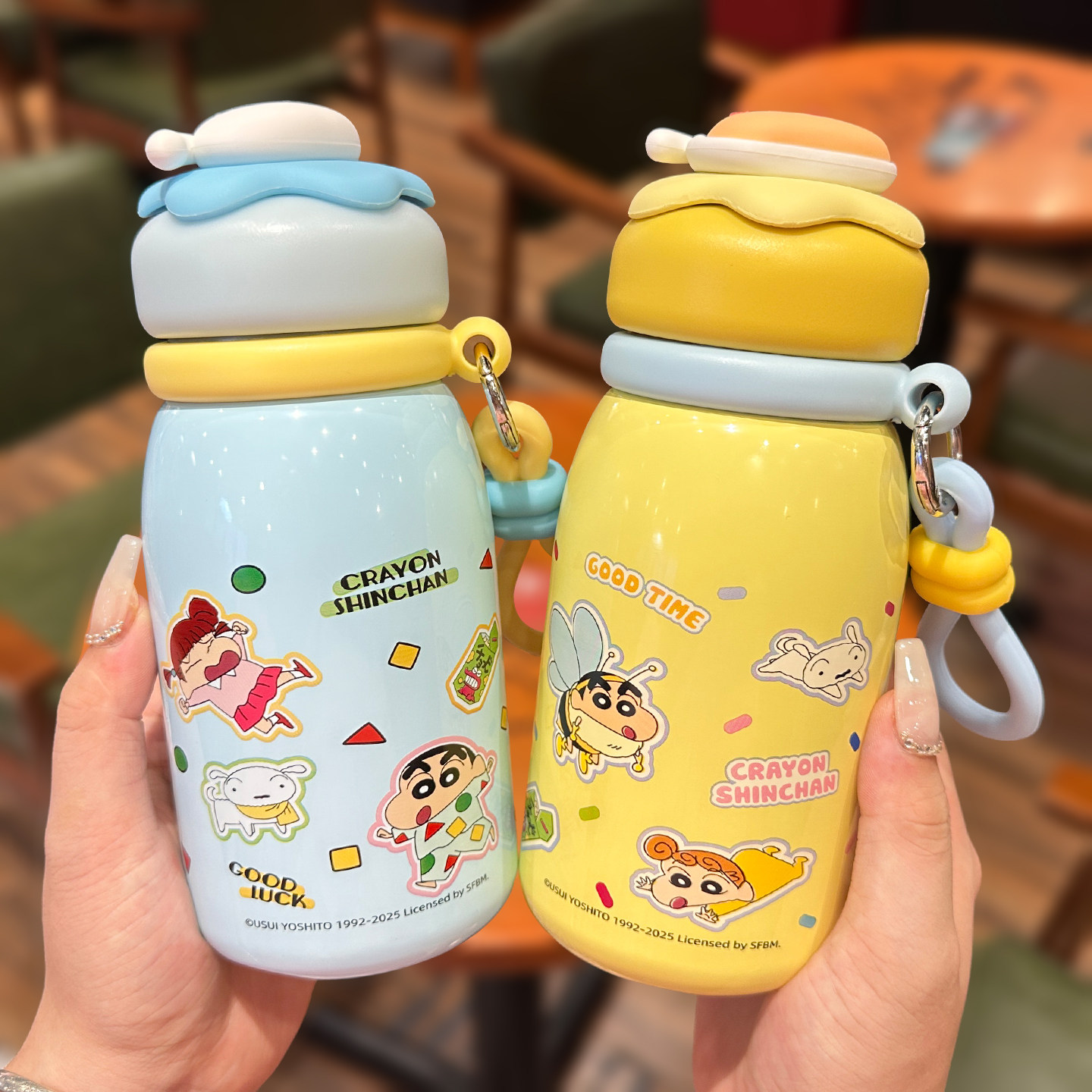 蜡笔小新水杯女生高颜值保温杯儿童学生上学专用316不锈钢泡茶杯