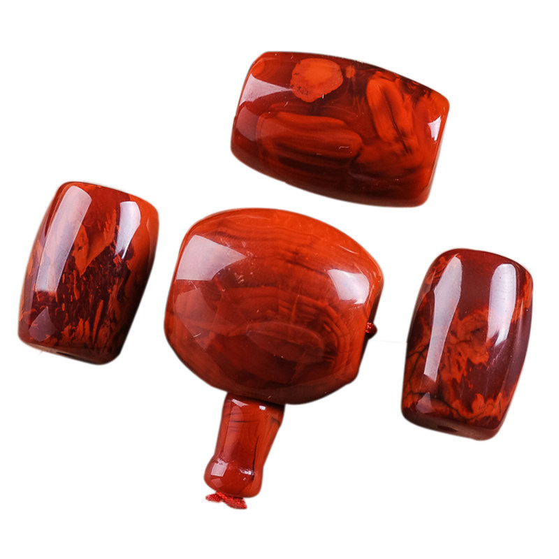 天然南红三通佛头玛瑙散珠圆珠桶珠佛头手串配饰金刚星月菩提配饰