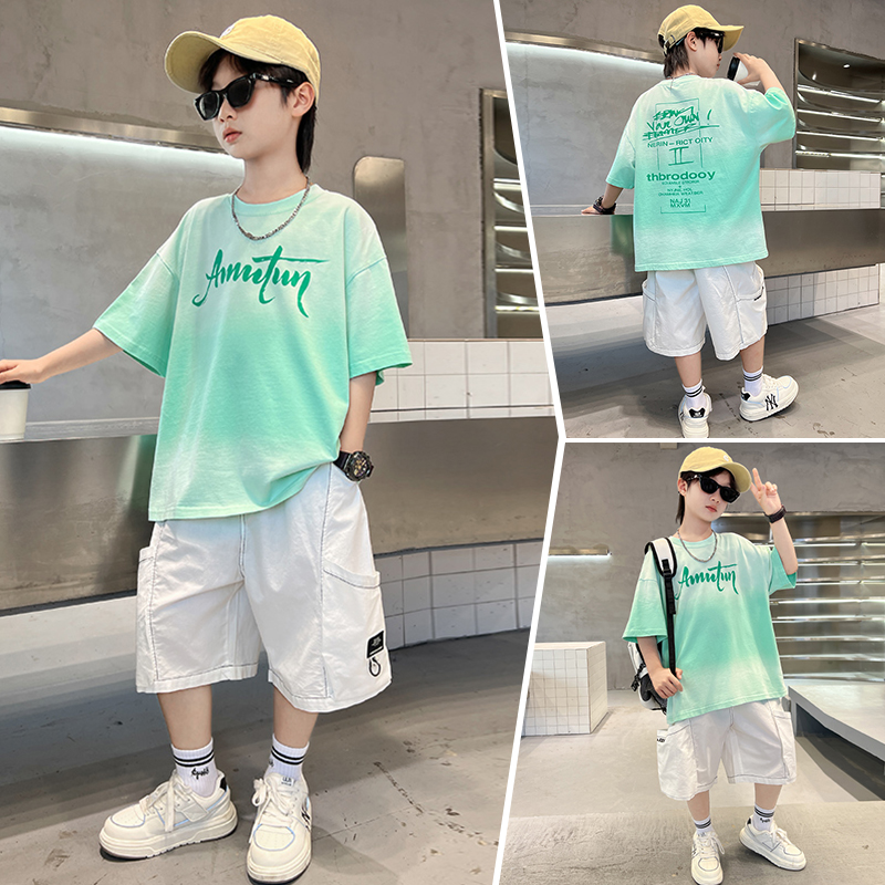 男童夏季短袖套装中大男孩洋帅气儿童炸街时髦酷帅夏装潮衣服6岁7