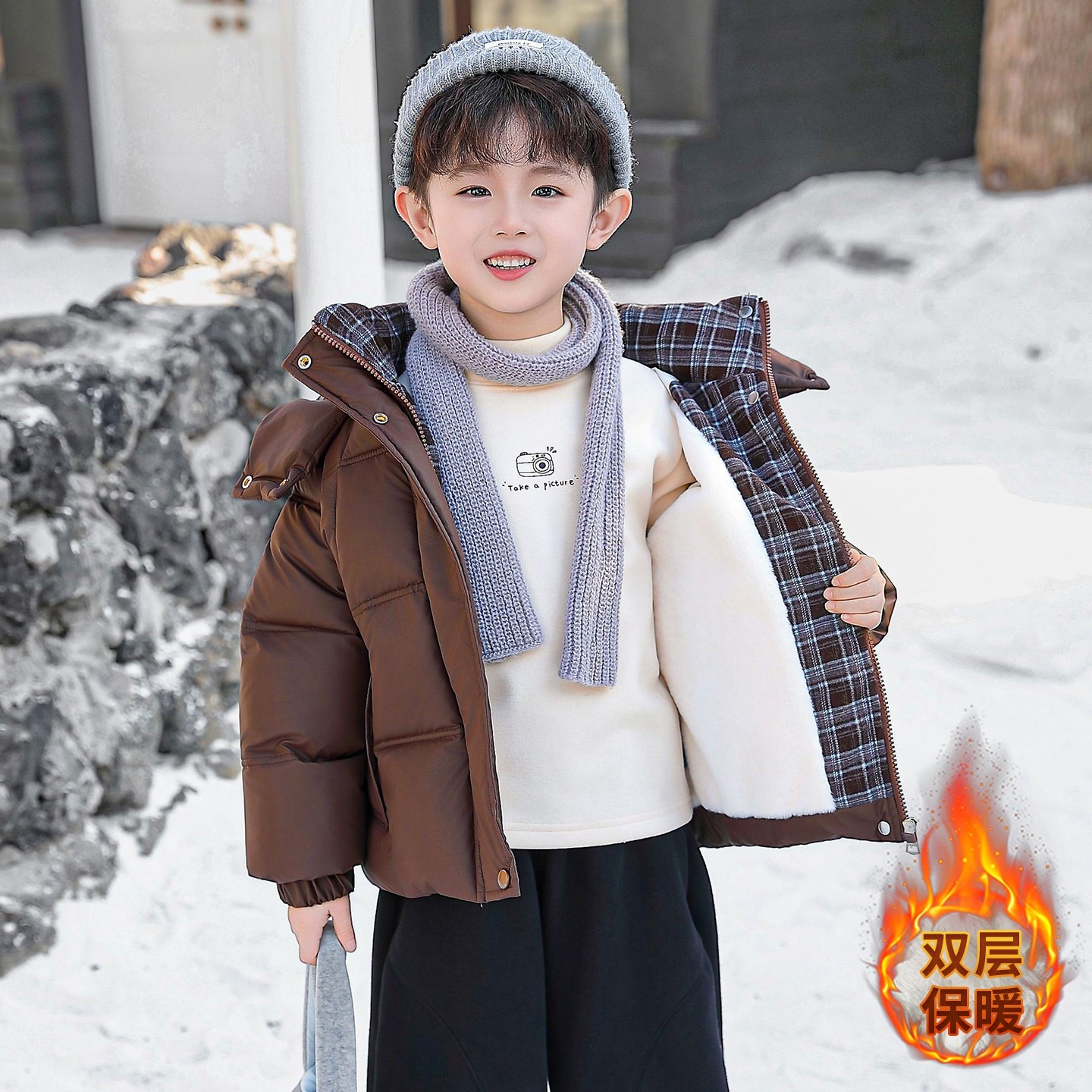 儿童冬装棉衣加绒加厚棉服外套2025新款男童韩版面包服冬季衣服潮,童装/婴儿装/亲子装,棉袄/棉服,淘宝优惠券,粉丝福利购,淘宝优惠卷