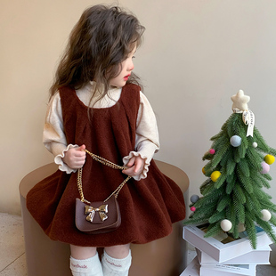 女童连衣裙秋冬款2025新款加厚儿童洋气过年宝宝冬装高级公主裙子