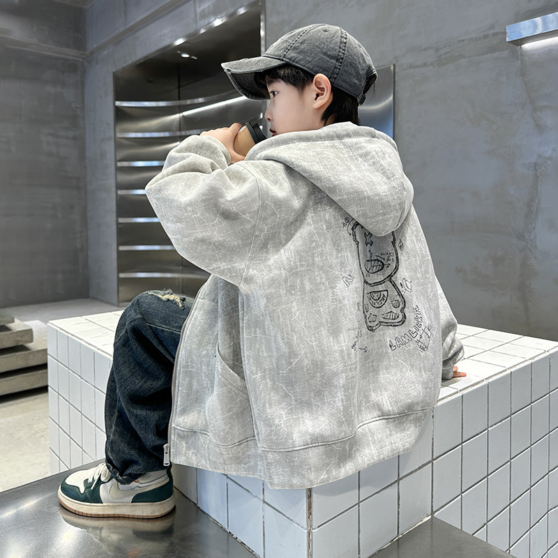 男童春装卫衣外套2026新款儿童春秋款上衣大童春季运动连帽衫洋气