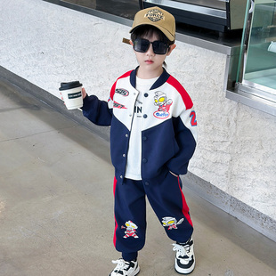 男童春季棒球服套装儿童奥特曼外套2025新款春秋装宝宝百搭两件套