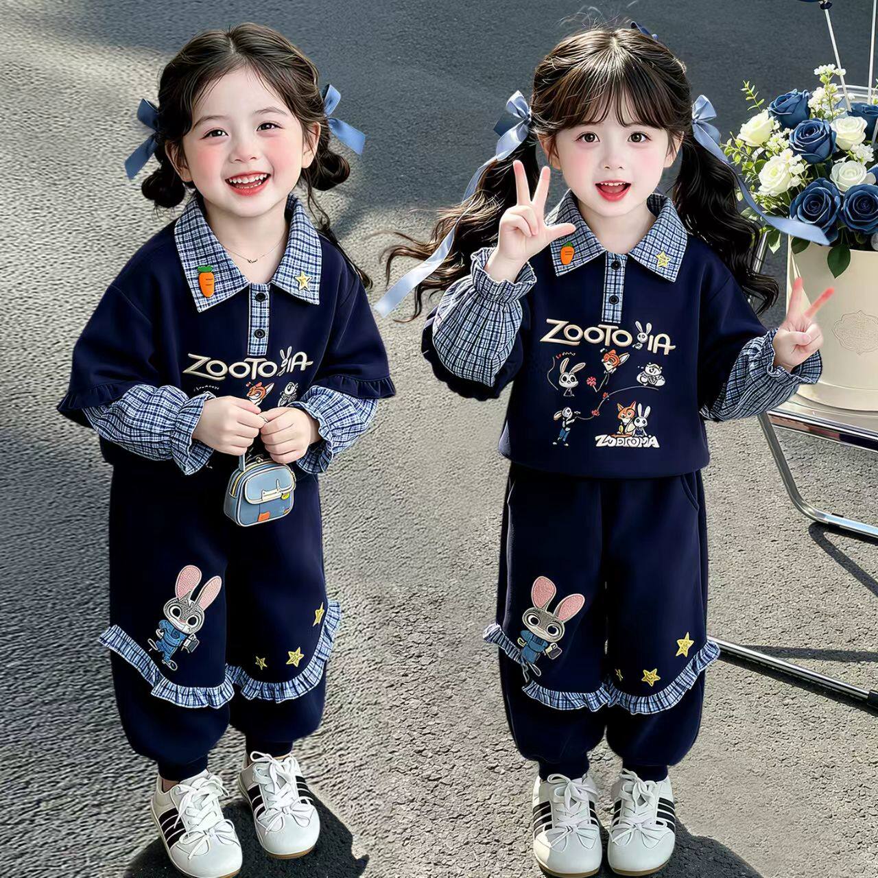 女童秋装套装宝宝朱迪兔子警官衣服2026新款儿童春秋季休闲运动装