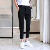 韩版 子男春秋季 裤 西裤 九分裤 男士 百搭长裤 潮流休闲小脚裤 痞帅修身