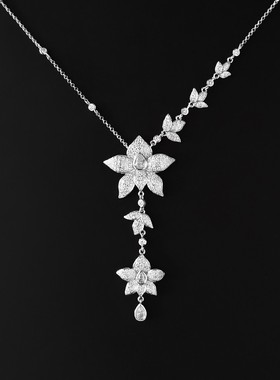 花朵长款项链花瓣多花可调节毛衣链女小花锁骨链轻奢送女友礼物