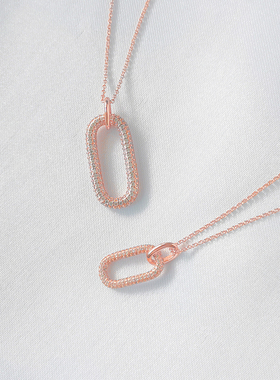 项链女环扣几何锁骨链玫瑰金锁扣环环相扣可调节毛衣链银