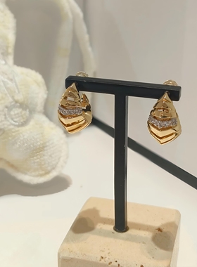 [明星同款]Rayon de Soleil金色耳环女金黄色密镶耳钉耳饰送礼物