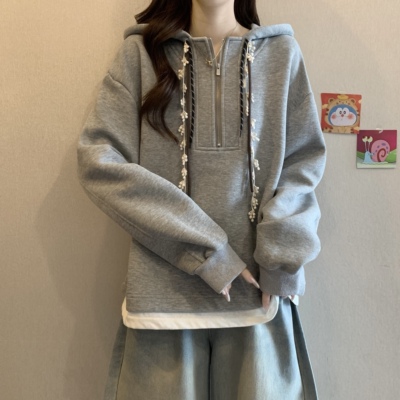 300斤大码半拉链连帽卫衣秋冬