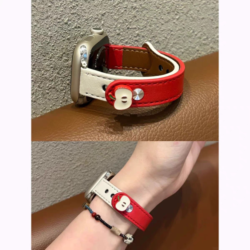 秋冬款小苹果钉扣皮质手表带