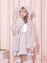 日系2025年秋冬季女甜美风格可爱加厚棉服量产型兔耳朵毛毛绒外套