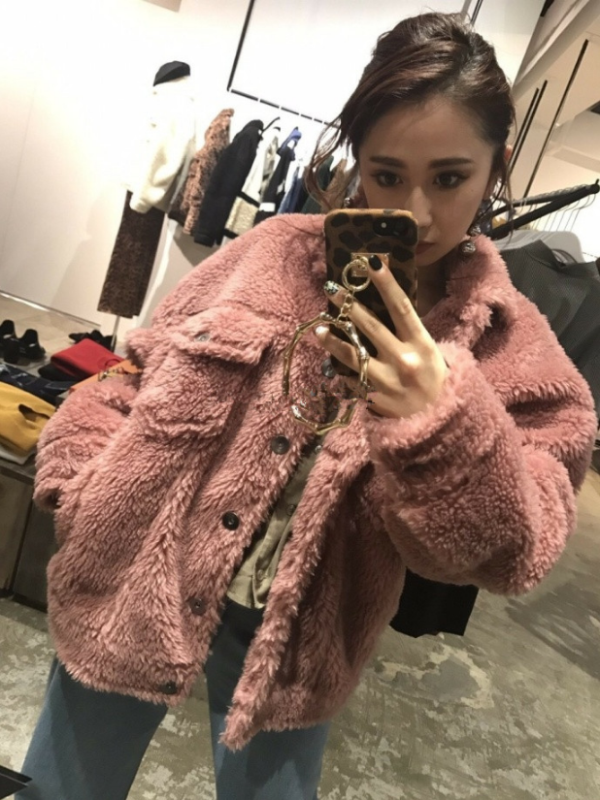 现货外套chic学生加棉休闲毛毛
