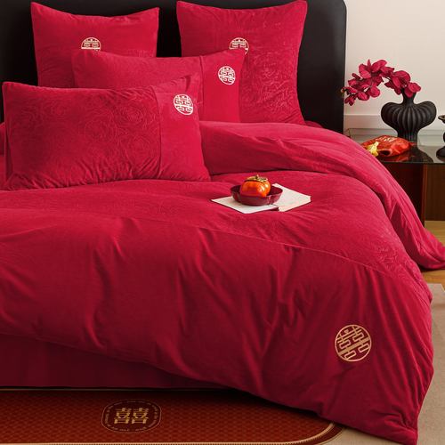 不掉毛防静电不掉色结婚四件套