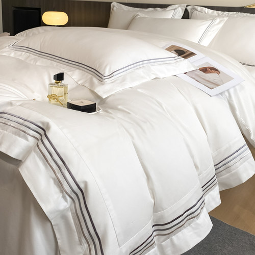 A类极简酒店风200支长绒棉全棉四件套纯棉被套床笠款民宿床上用品