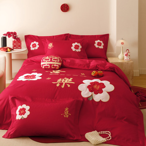 小红色推荐爆款浪漫结婚四件套