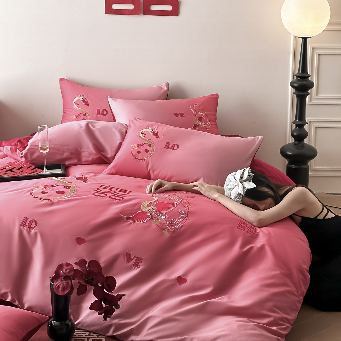 高级感中式结婚四件套红色婚床被套喜被陪嫁婚房婚庆床上用品备婚,床上用品,婚庆床品套件,淘宝优惠券,粉丝福利购,淘宝优惠卷