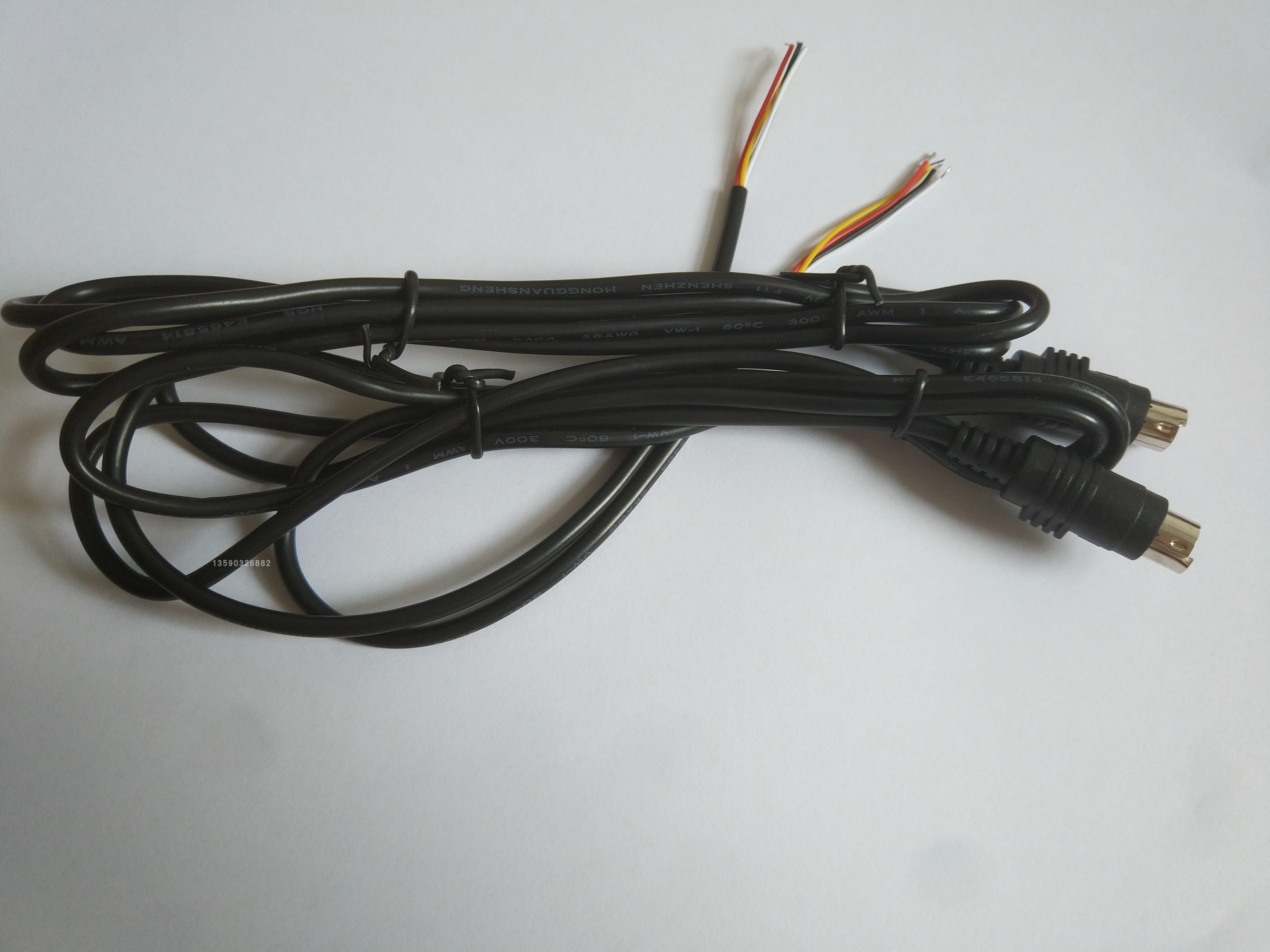 PS2键盘线长1.5M线粗3.5MM四芯4*7*0.13MM6针摄像头线安防全铜线