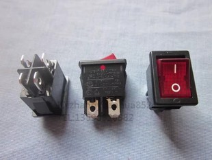台湾进口亮群跷板船型开关R19 15MM 带红灯4脚2档开关21