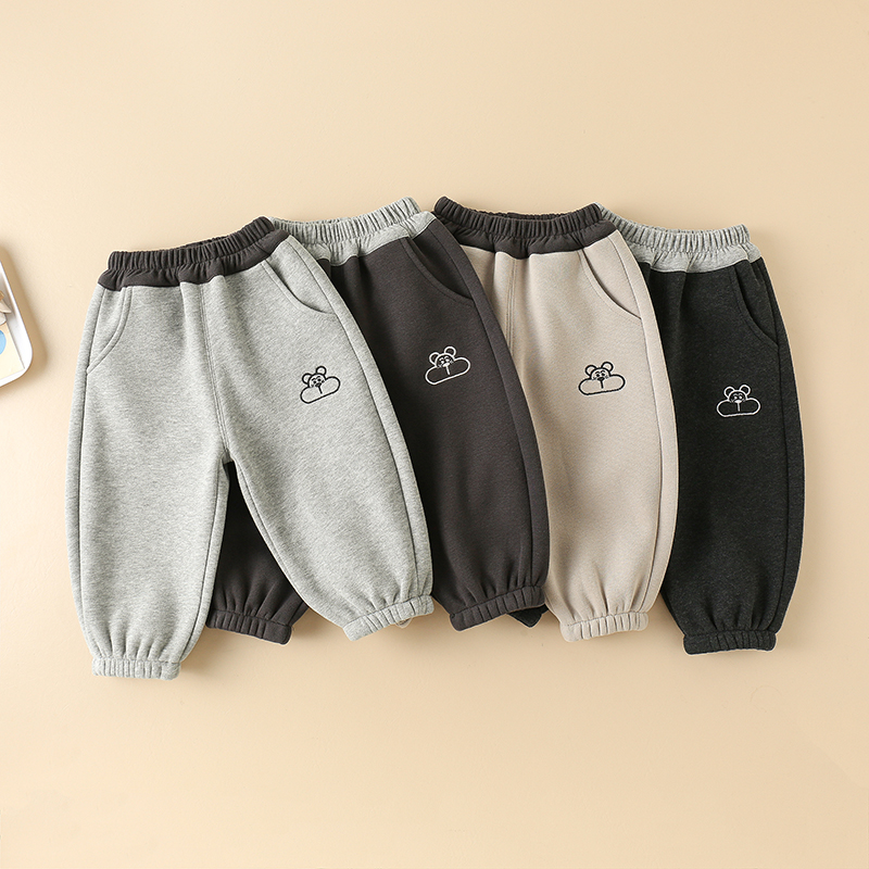 儿童深秋初冬裤子3岁男女宝宝加绒收脚长裤婴儿一体绒外穿保暖裤1