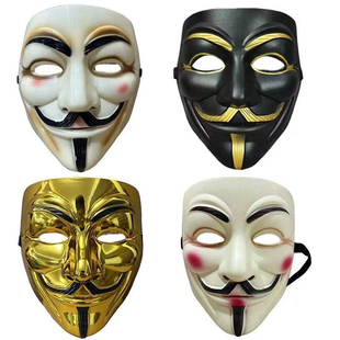 主播推荐高档反光面具电镀金银V字仇杀面具主题面具派对v字面具