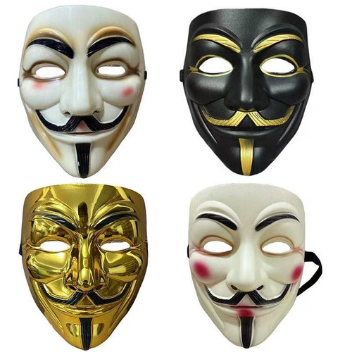 主播推荐高档反光面具电镀金银V字仇杀面具主题面具派对v字面具