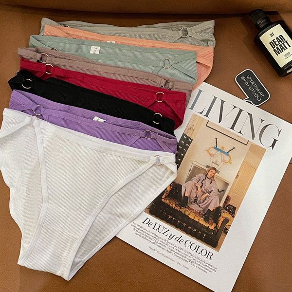 罗纹棉女内裤高开叉纯色性感纯欲比基尼女透气运动舒适纯棉三角裤,女士内衣/男士内衣/家居服,女三角裤,淘宝优惠券,粉丝福利购,淘宝优惠卷