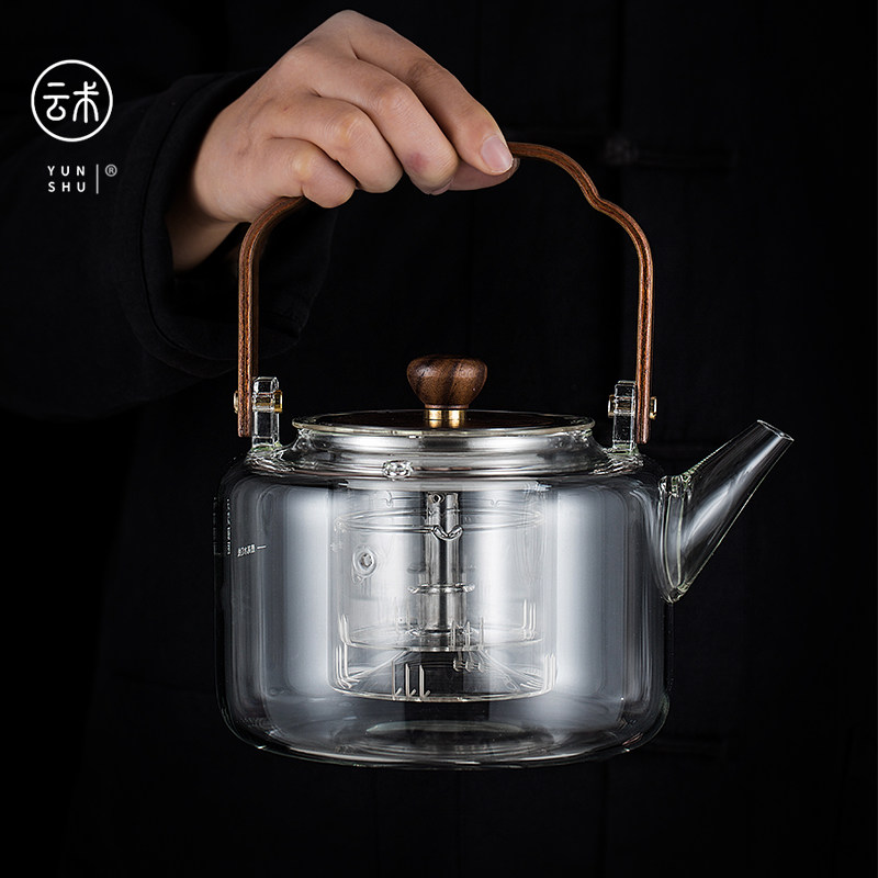 云术耐热玻璃蒸煮双胆提梁壶电陶炉家用烧水壶蒸煮茶壶煮茶炉套装,餐饮具,茶壶,淘宝优惠券,粉丝福利购,淘宝优惠卷