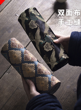 菱花纹云头提花茶席手工织制中式织锦菱花纹茶席布艺桌布餐席杯垫