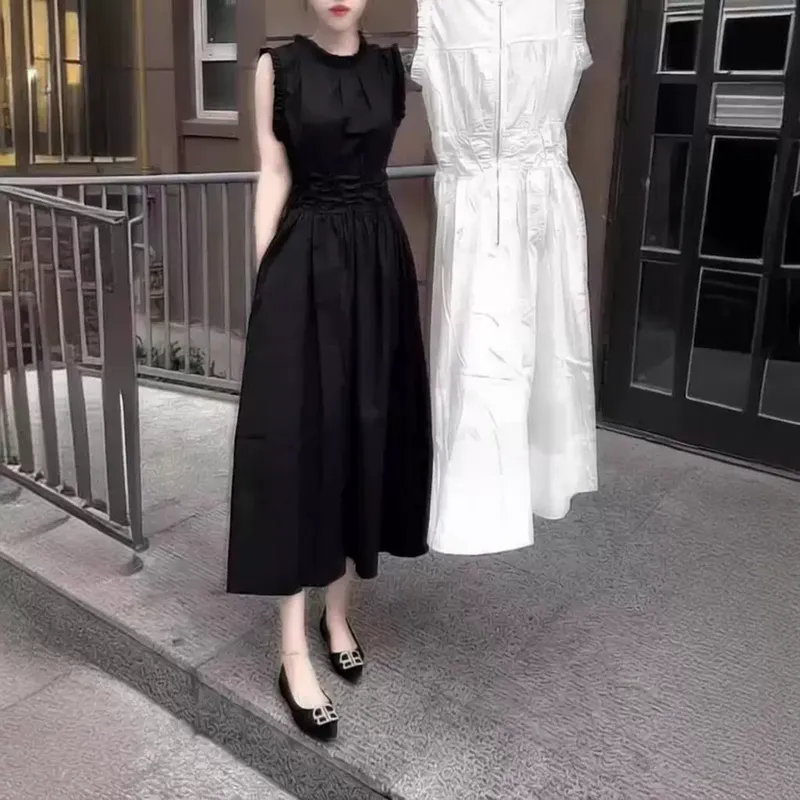 24513大爱美依缘夏季新款洋气减龄无袖长款连衣裙韩系收腰女