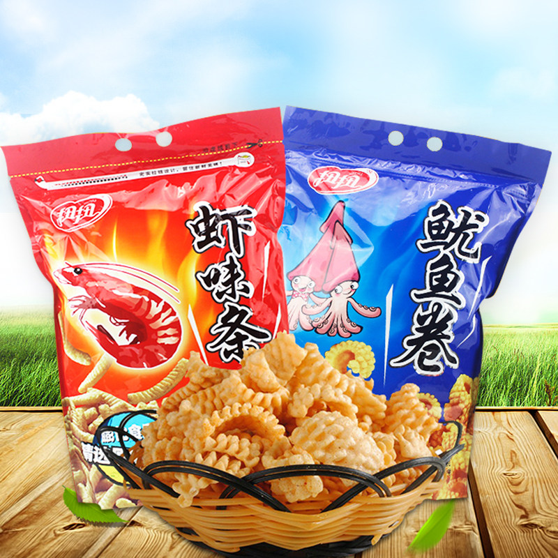 扭扭鱿鱼卷/虾条大包246g 超大包8090后休闲怀旧小零食膨化食品
