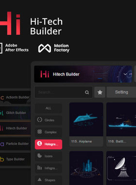 高科技HUD信息图形元素AE扩展脚本 Hi-Tech Builder
