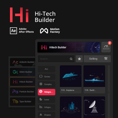 高科技HUD信息图形元素AE扩展脚本 Hi-Tech Builder