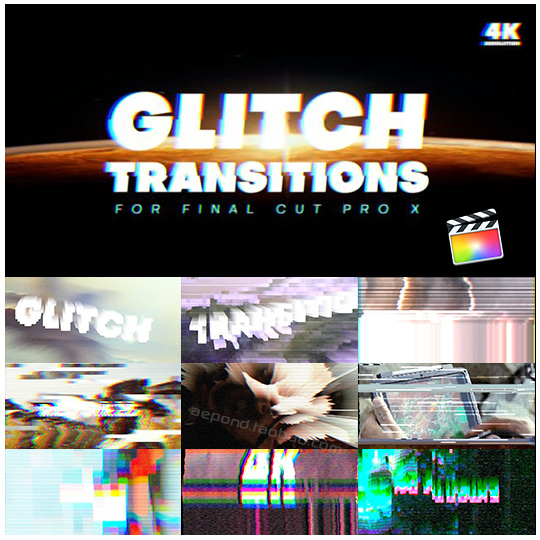 50个干扰失真损坏故障抖音FCPX无缝转场插件