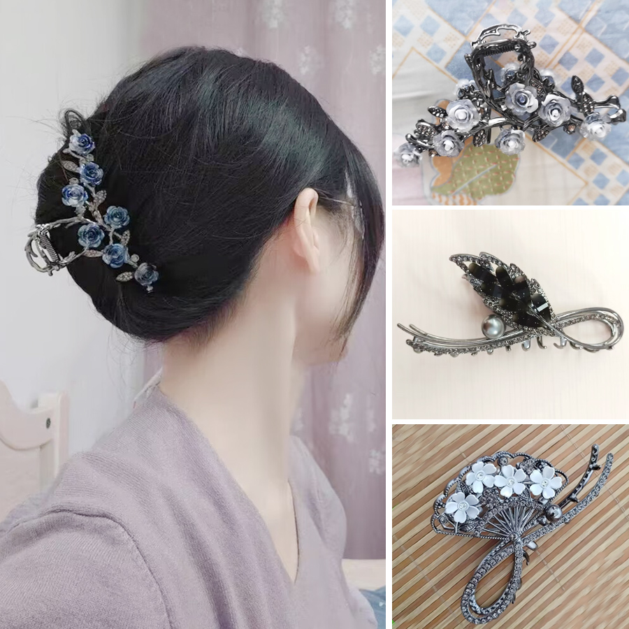 复古风抓夹气质女人盘发配饰