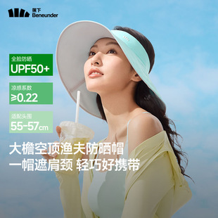 蕉下便携空顶渔夫防晒帽GP741全遮光女士遮脸护颈大檐空顶防晒帽