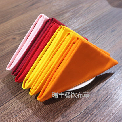 热卖全棉纯色口布餐巾布西餐用布喜庆红色黑色可折花不掉毛擦杯布