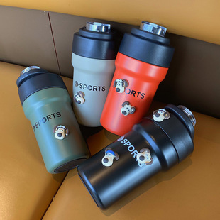 咖啡保温杯女士高颜值随行吸管杯子便携不锈钢双饮水杯男学生简约