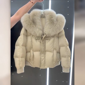 高级感超好看小香风保暖加厚大毛领羽绒棉服外套女冬季2023面包服