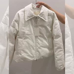 冬季韩系穿搭棉服宽松休闲百搭纯色翻领小个子短款白色棉袄外套女