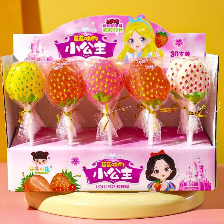 芒果小迪草莓味的小公主棒棒糖网红创意每日西瓜硬糖糖果卡通零食
