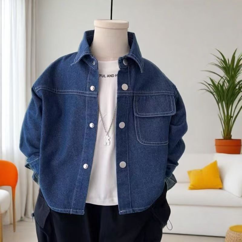 男童秋装牛仔衬衫长袖新款儿童春秋装上衣外穿韩版款男孩帅气外套