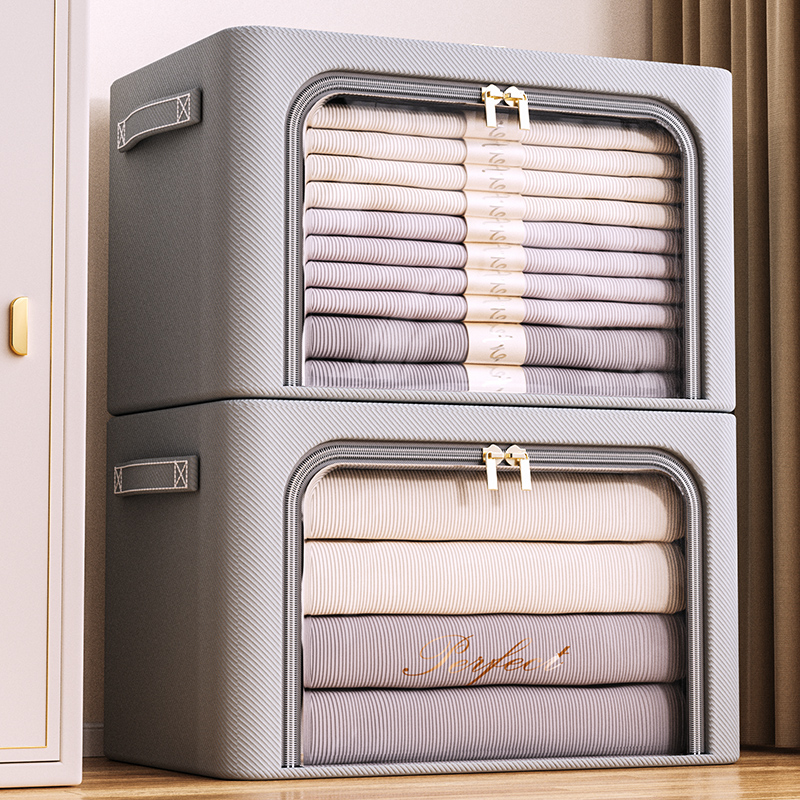 收纳箱家用衣柜衣服衣物整理筐大容量超大布艺折叠储物箱子盒神器