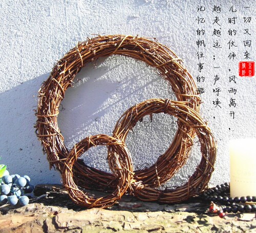 圣诞藤圈藤环美式乡村天然裸圈节庆婚庆花环装饰裸圈干花环包邮 - 封面
