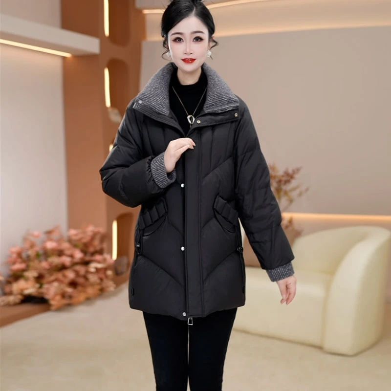 2025新款今年流行爆款冬款气质中长款时尚百搭白鸭绒羽绒服