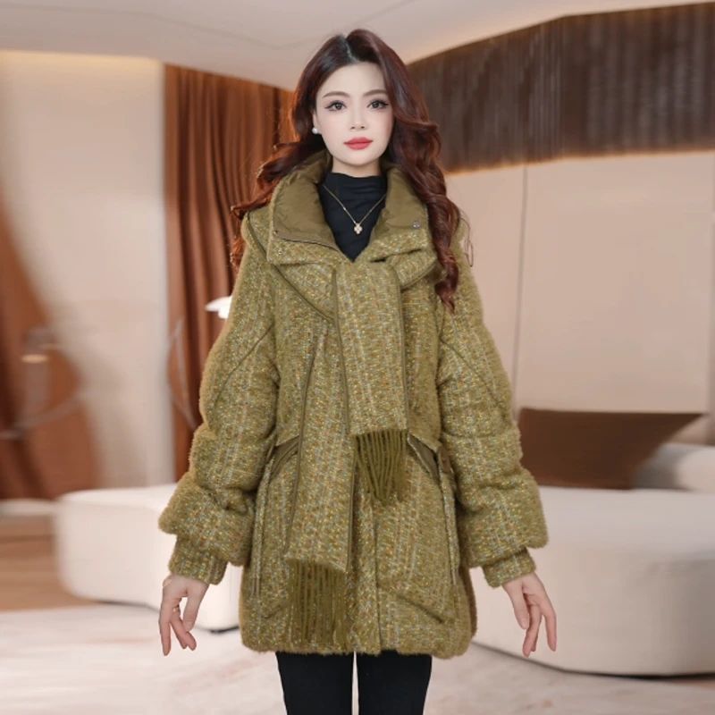 2025新款今年流行爆款冬季白鸭绒羽绒服百搭气质休闲保暖外套女冬