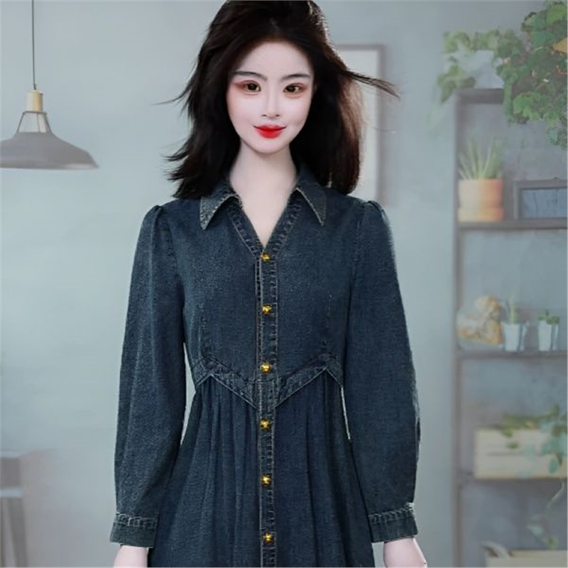 连衣裙2025新款今年流行爆款秋优雅时尚大气修身显瘦减龄百搭牛仔