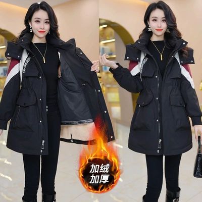 2025新款今年流行爆款加绒加厚气质时尚大气减龄收腰显瘦派克服