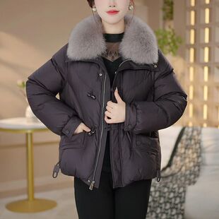 2026新款今年流行爆款真狐狸毛领羽绒服女冬季加厚保暖白鸭绒外套