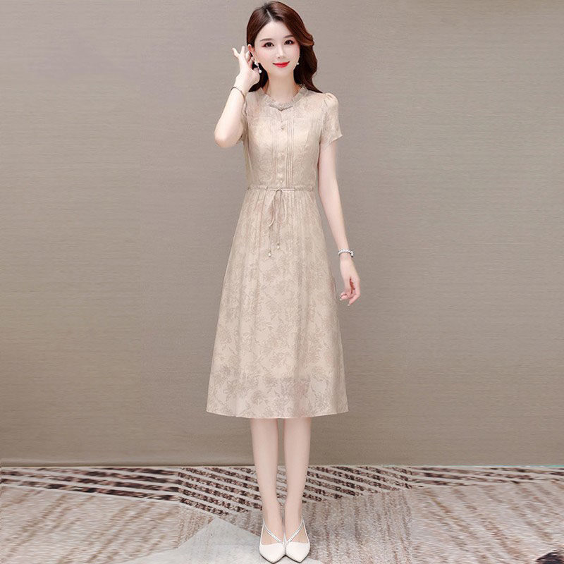 品牌冰丝连衣裙子女夏妈妈改良旗袍气质名媛高级感高端精致靓衣佰