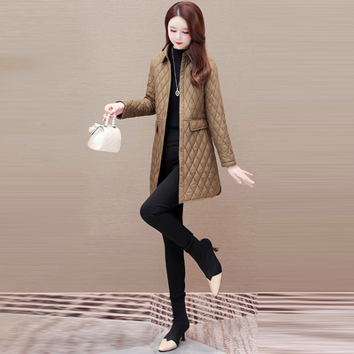 轻薄羽绒棉服女冬季2025新款时尚爆款中长款修身宽松棉衣棉袄外套